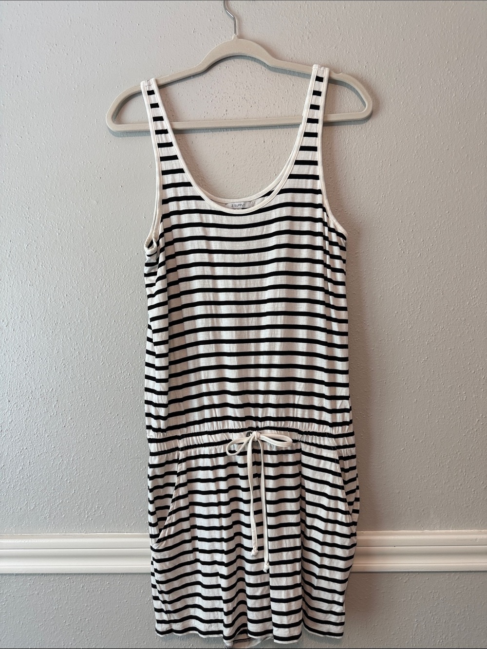 Z Supply Black & White Striped Tank Romper